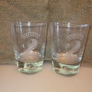 Set of 2 Baileys Short 4" Shot Glasses Thick Etched Glass